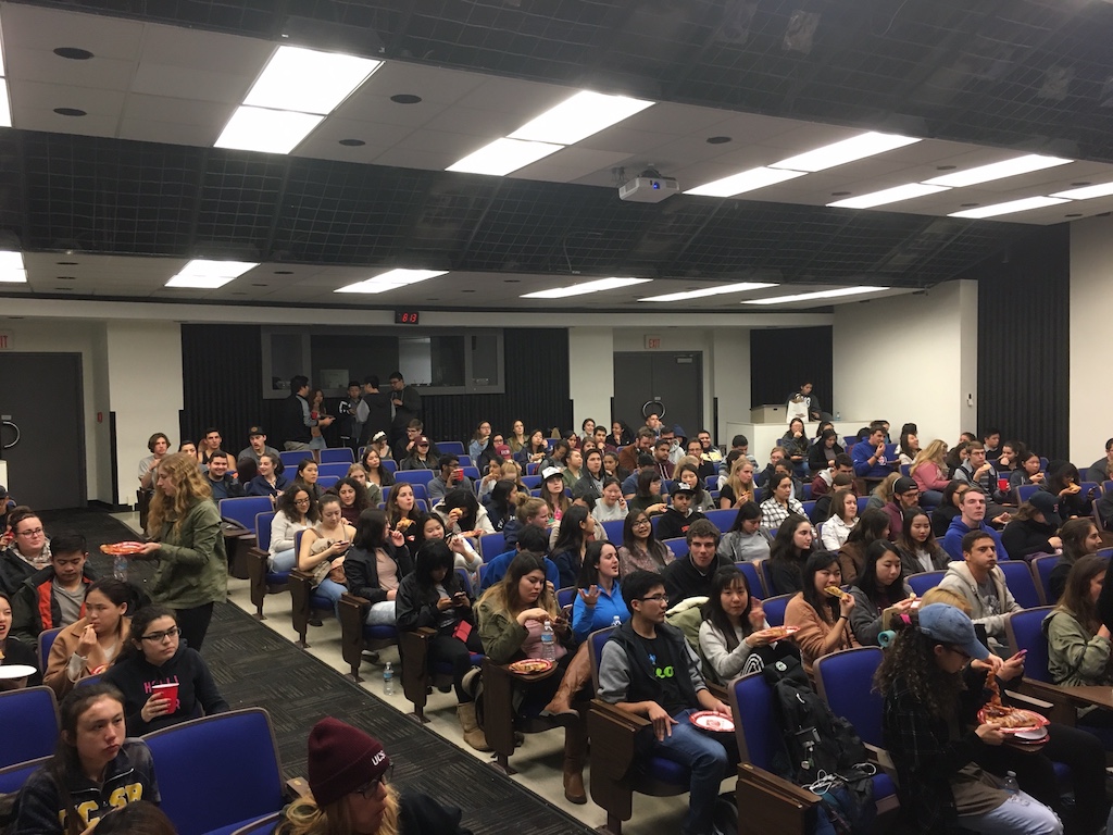 Picture of first meeting of the Society of Undergraduate Psychologists at UCSB