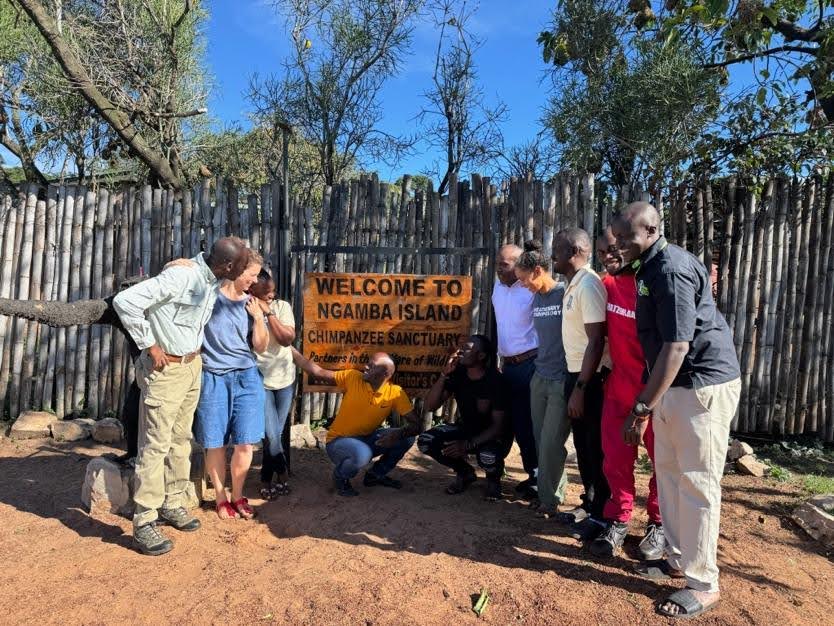 Laura with the staff at the Ngamba Island